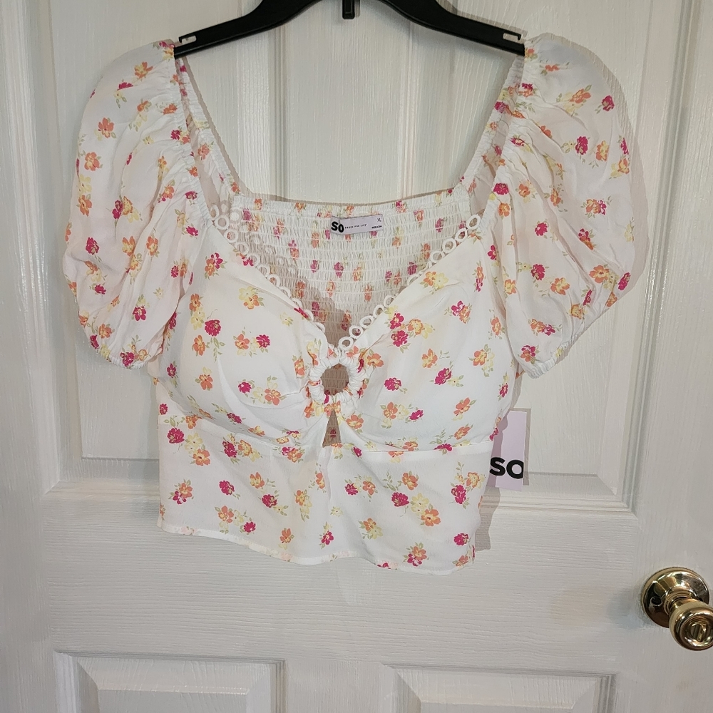 Ivory floral crop top